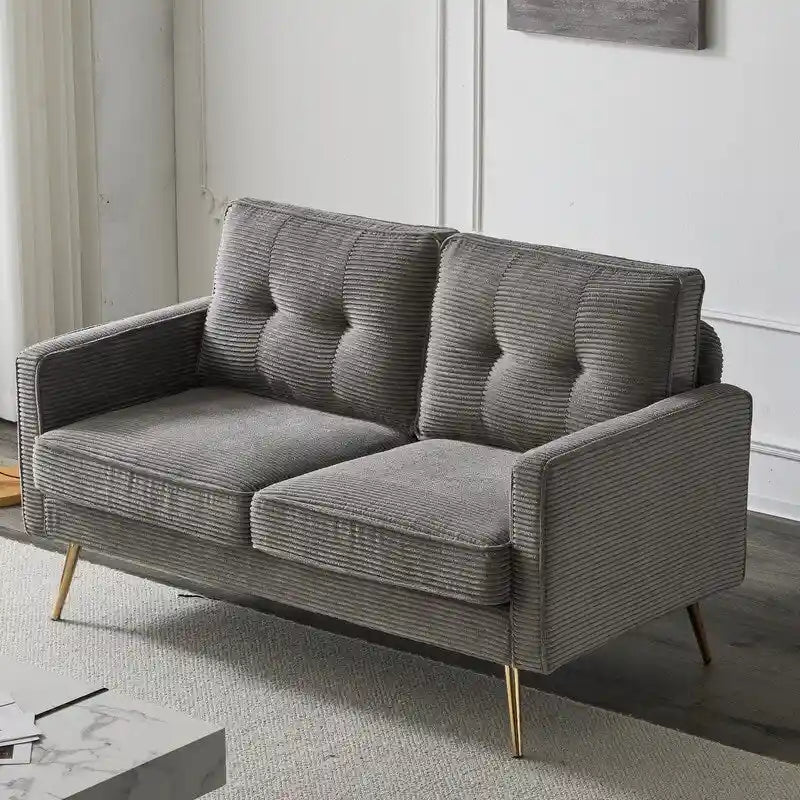Causeuse moderne 2 places | Similicuir, velours côtelé et velours