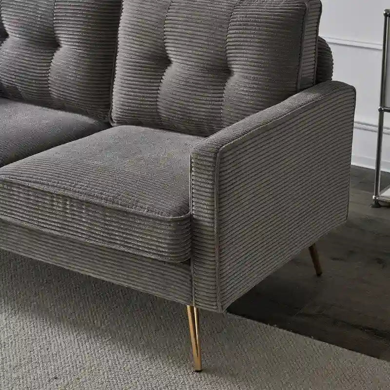 Causeuse moderne 2 places | Similicuir, velours côtelé et velours