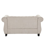 Causeuse capitonnée Chesterfield beige, 2 places