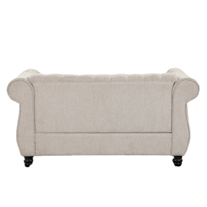 Causeuse capitonnée Chesterfield beige, 2 places