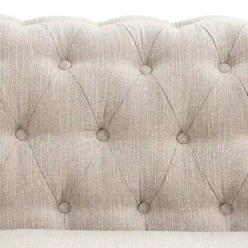 Causeuse capitonnée Chesterfield beige, 2 places