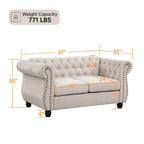 Causeuse capitonnée Chesterfield beige, 2 places