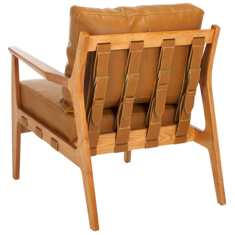 Fauteuil d'appoint en tissu couleur caramel, cadre en bois massif, un seul siège, 71 cm (L) x 84 cm (P) x 86 cm (H)