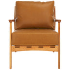 Fauteuil d'appoint en tissu couleur caramel, cadre en bois massif, un seul siège, 71 cm (L) x 84 cm (P) x 86 cm (H)