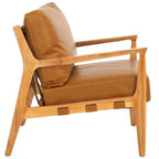 Fauteuil d'appoint en tissu couleur caramel, cadre en bois massif, un seul siège, 71 cm (L) x 84 cm (P) x 86 cm (H)