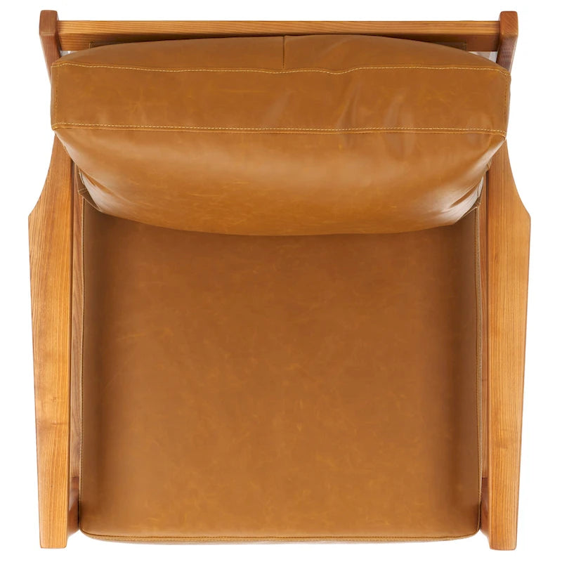 Fauteuil d'appoint en tissu couleur caramel, cadre en bois massif, un seul siège, 71 cm (L) x 84 cm (P) x 86 cm (H)