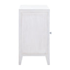 Table de chevet à porte unique en bois sculpté – Noyer brun / lavé blanc / gris