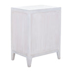 Table de chevet à porte unique en bois sculpté – Noyer brun / lavé blanc / gris