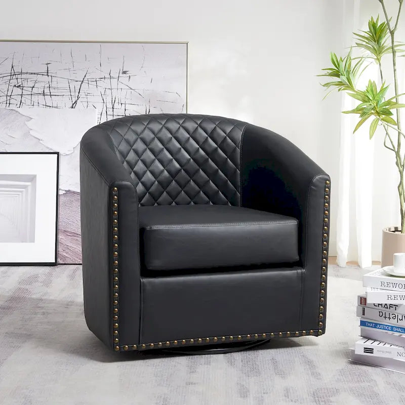 Fauteuil pivotant à dossier touffeté 1 place, coloris noir/café/marron/blanc/bordeaux/vert