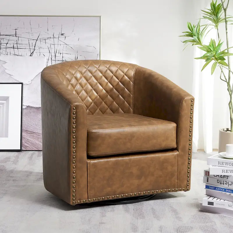 Fauteuil pivotant à dossier touffeté 1 place, coloris noir/café/marron/blanc/bordeaux/vert