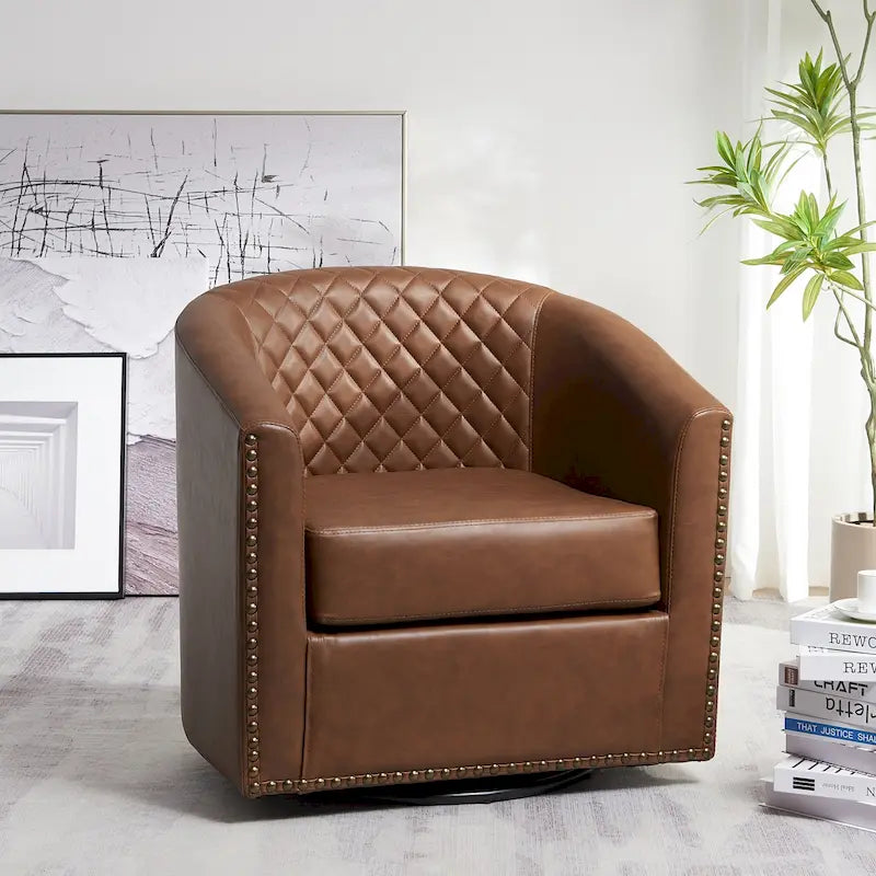 Fauteuil pivotant à dossier touffeté 1 place, coloris noir/café/marron/blanc/bordeaux/vert