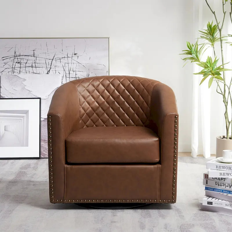 Fauteuil pivotant à dossier touffeté 1 place, coloris noir/café/marron/blanc/bordeaux/vert