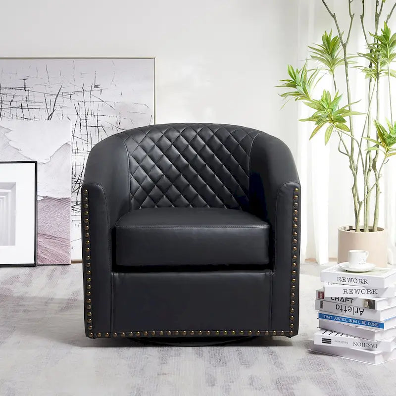 Fauteuil pivotant à dossier touffeté 1 place, coloris noir/café/marron/blanc/bordeaux/vert