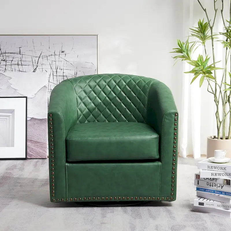 Fauteuil pivotant à dossier touffeté 1 place, coloris noir/café/marron/blanc/bordeaux/vert