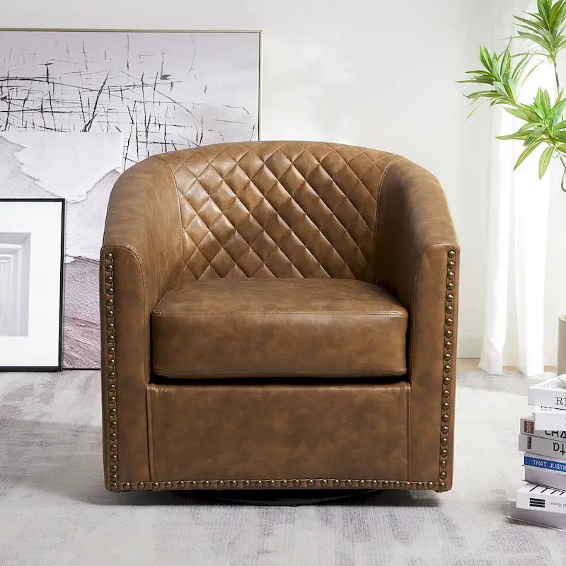 Fauteuil pivotant à dossier touffeté 1 place, coloris noir/café/marron/blanc/bordeaux/vert
