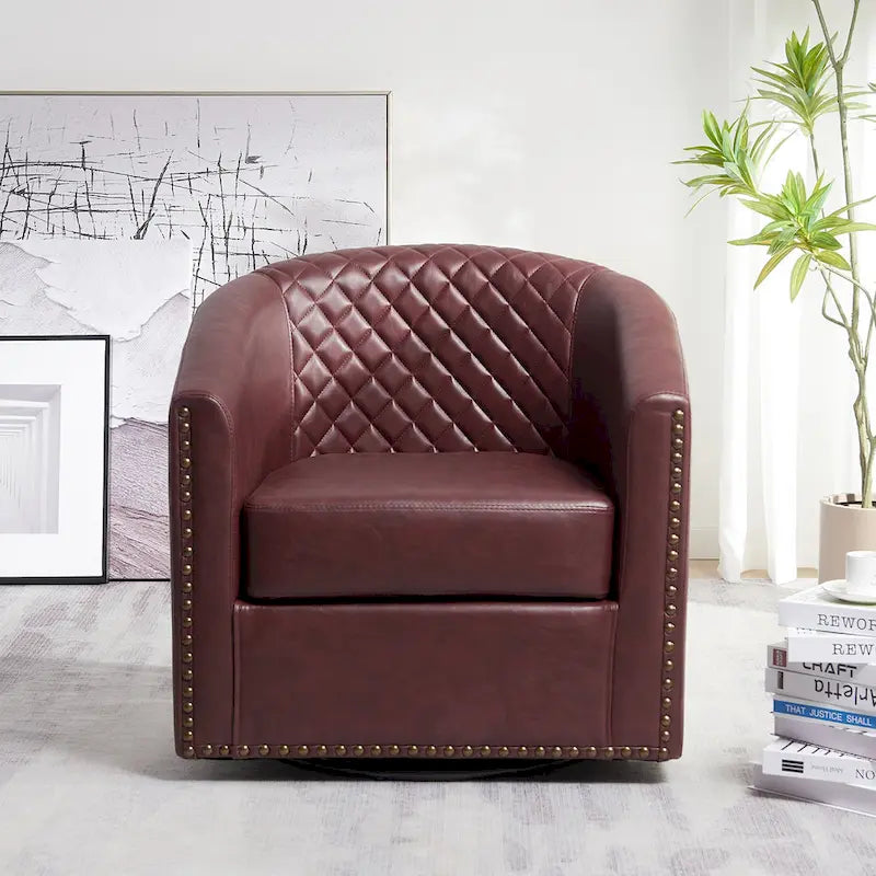 Fauteuil pivotant à dossier touffeté 1 place, coloris noir/café/marron/blanc/bordeaux/vert