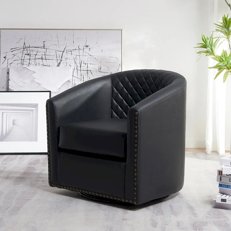 Fauteuil pivotant à dossier touffeté 1 place, coloris noir/café/marron/blanc/bordeaux/vert