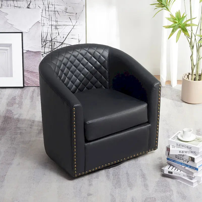 Fauteuil pivotant à dossier touffeté 1 place, coloris noir/café/marron/blanc/bordeaux/vert