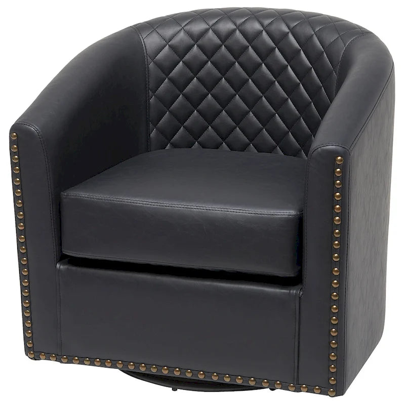 Fauteuil pivotant à dossier touffeté 1 place, coloris noir/café/marron/blanc/bordeaux/vert