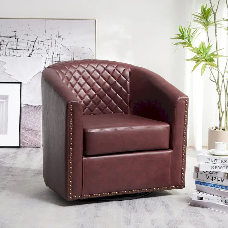 Fauteuil pivotant à dossier touffeté 1 place, coloris noir/café/marron/blanc/bordeaux/vert