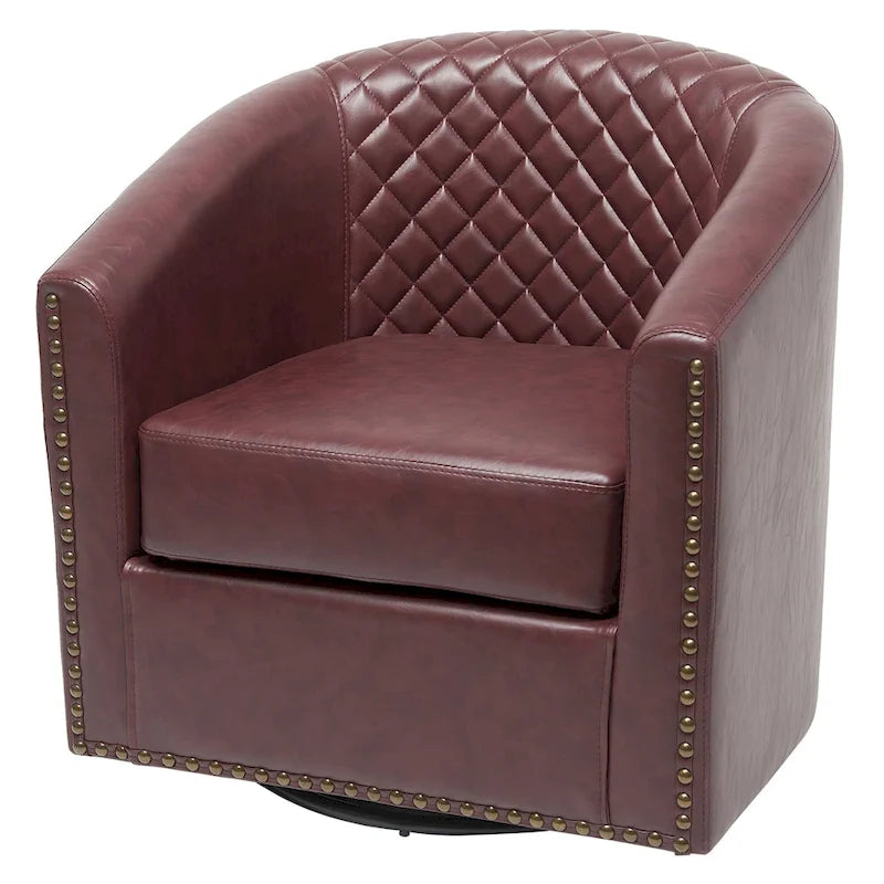 Fauteuil pivotant à dossier touffeté 1 place, coloris noir/café/marron/blanc/bordeaux/vert