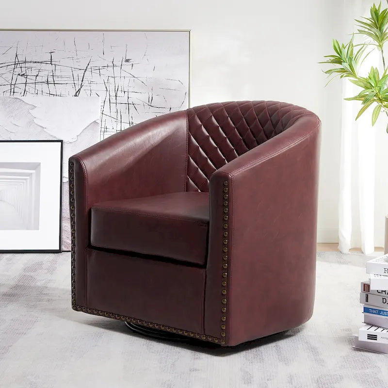 Fauteuil pivotant à dossier touffeté 1 place, coloris noir/café/marron/blanc/bordeaux/vert