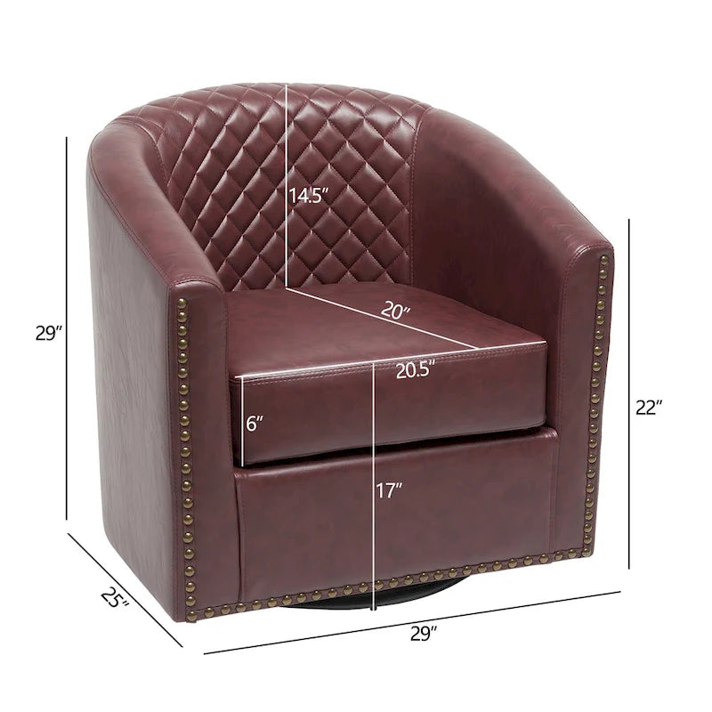Fauteuil pivotant à dossier touffeté 1 place, coloris noir/café/marron/blanc/bordeaux/vert