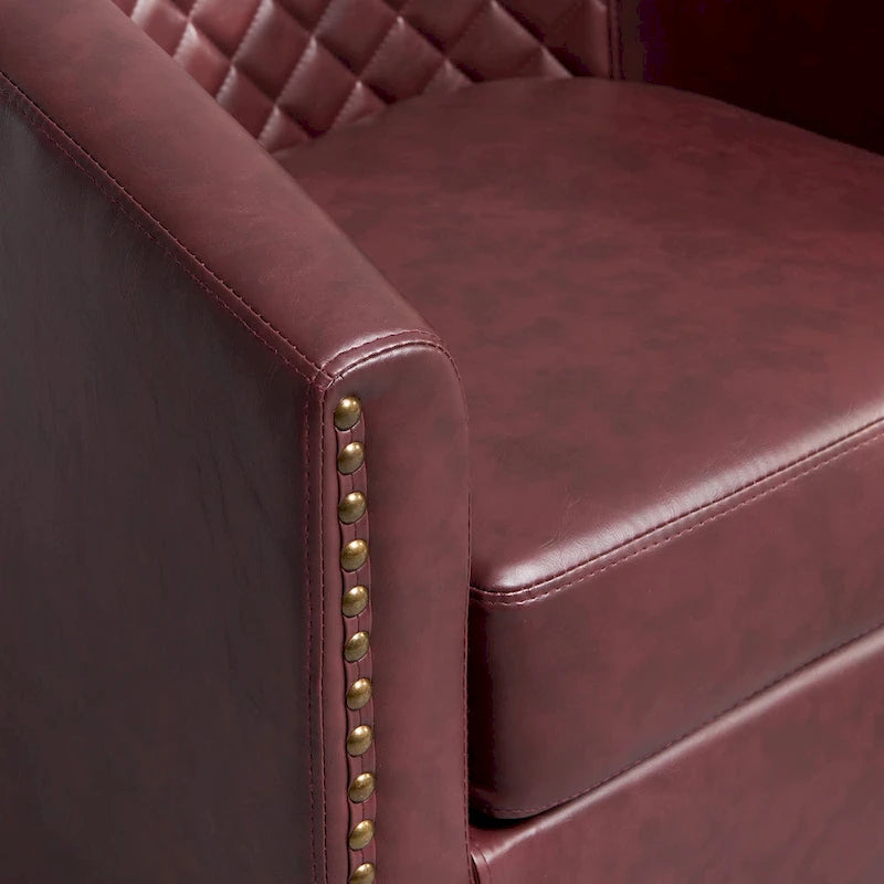 Fauteuil pivotant à dossier touffeté 1 place, coloris noir/café/marron/blanc/bordeaux/vert