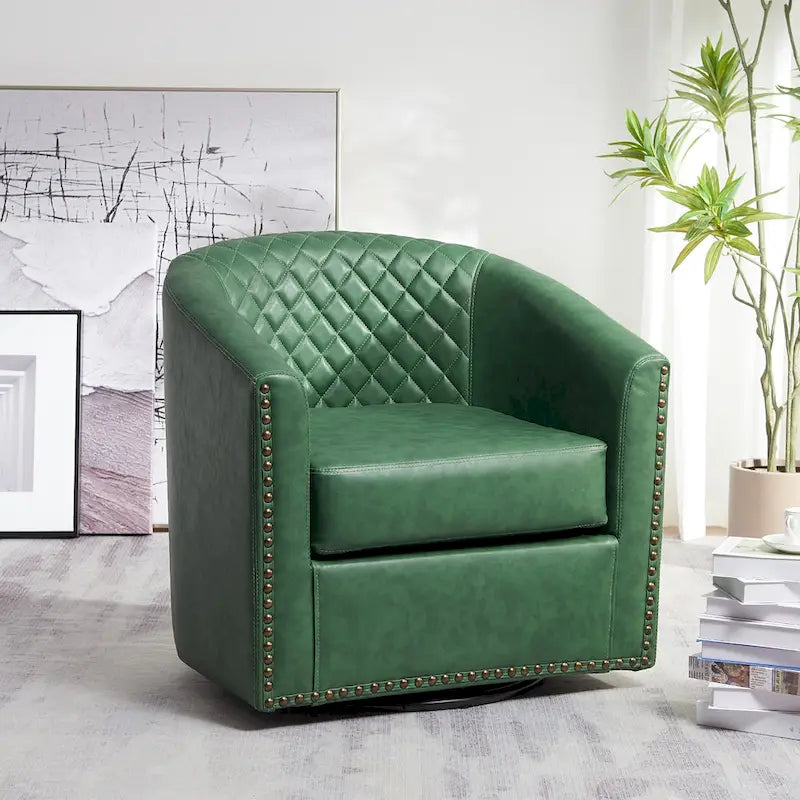 Fauteuil pivotant à dossier touffeté 1 place, coloris noir/café/marron/blanc/bordeaux/vert
