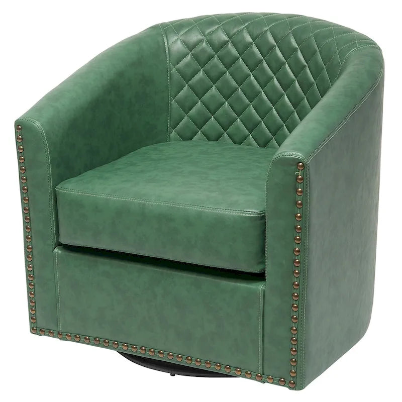 Fauteuil pivotant à dossier touffeté 1 place, coloris noir/café/marron/blanc/bordeaux/vert
