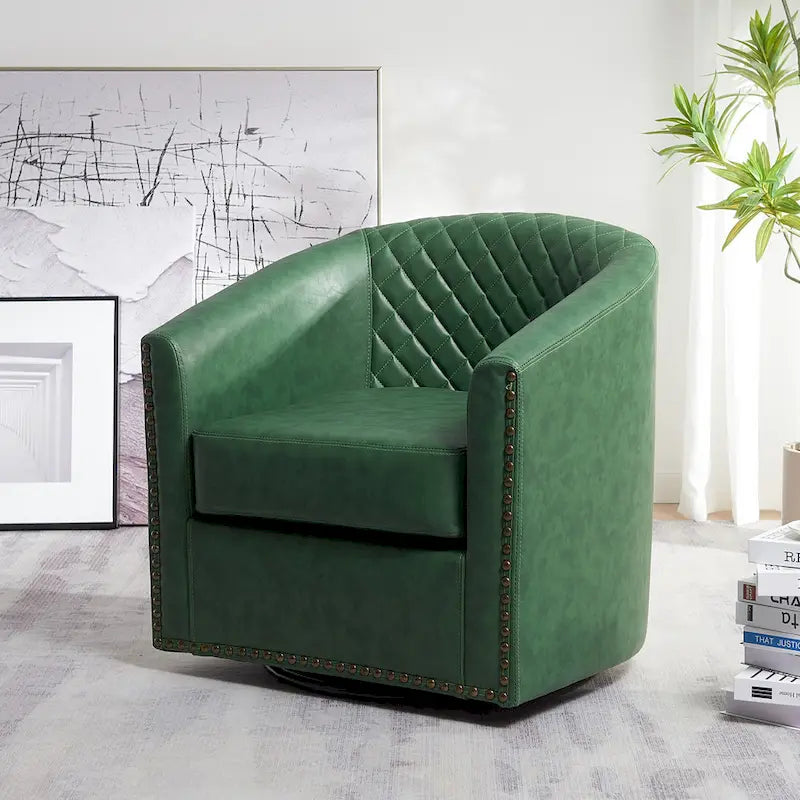 Fauteuil pivotant à dossier touffeté 1 place, coloris noir/café/marron/blanc/bordeaux/vert