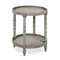 Table d'appoint ronde en bois avec étagère, gris / blanc / marron rustique / noir