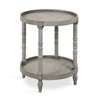 Table d'appoint ronde en bois avec étagère, gris / blanc / marron rustique / noir