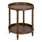 Table d'appoint ronde en bois avec étagère, gris / blanc / marron rustique / noir