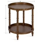 Table d'appoint ronde en bois avec étagère, gris / blanc / marron rustique / noir