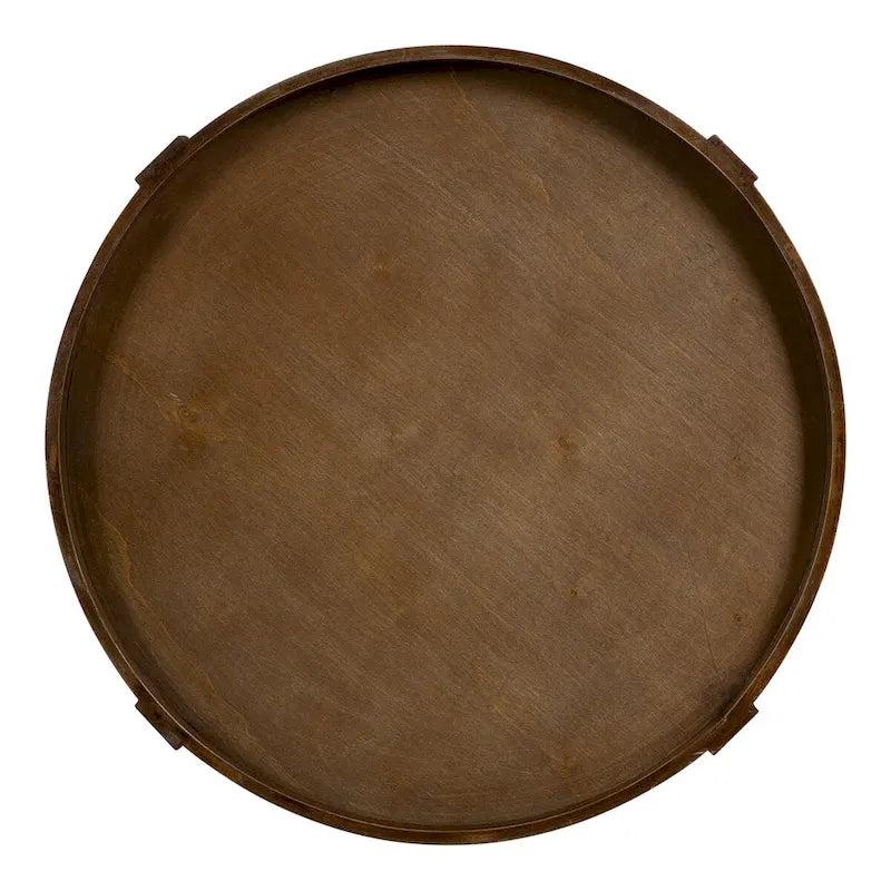 Table d'appoint ronde en bois avec étagère, gris / blanc / marron rustique / noir