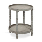 Table d'appoint ronde en bois avec étagère, gris / blanc / marron rustique / noir