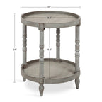 Table d'appoint ronde en bois avec étagère, gris / blanc / marron rustique / noir