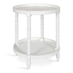 Table d'appoint ronde en bois avec étagère, gris / blanc / marron rustique / noir