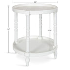 Table d'appoint ronde en bois avec étagère, gris / blanc / marron rustique / noir