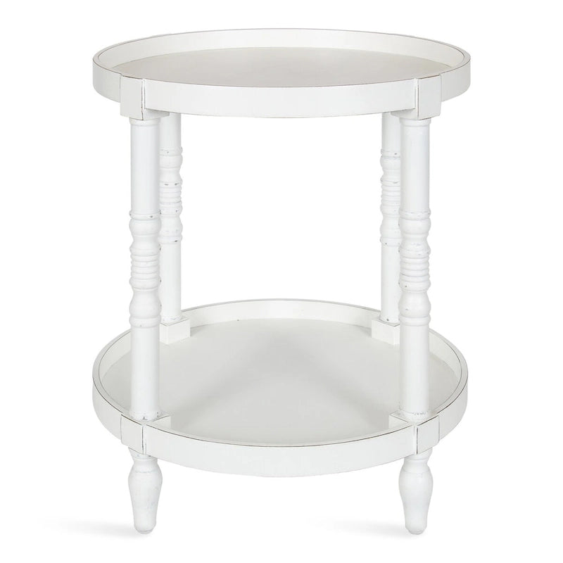 Table d'appoint ronde en bois avec étagère, gris / blanc / marron rustique / noir