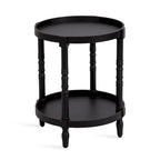 Table d'appoint ronde en bois avec étagère, gris / blanc / marron rustique / noir