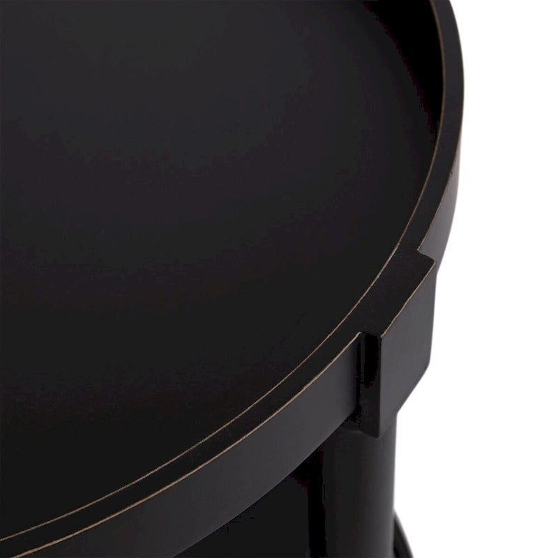 Table d'appoint ronde en bois avec étagère, gris / blanc / marron rustique / noir