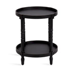 Table d'appoint ronde en bois avec étagère, gris / blanc / marron rustique / noir