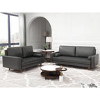 Ensemble de canapé en cuir 2 pièces style Mid-Century à accoudoirs carrés - Largeur du canapé: 70 & Largeur de la causeuse: 58