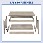 Table basse carrée à 2 niveaux avec rangement latéral | Gris, Noyer, Chêne foncé