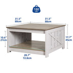 Table basse carrée à 2 niveaux avec rangement latéral | Gris, Noyer, Chêne foncé