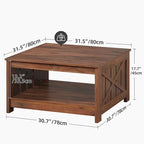 Table basse carrée à 2 niveaux avec rangement latéral | Gris, Noyer, Chêne foncé