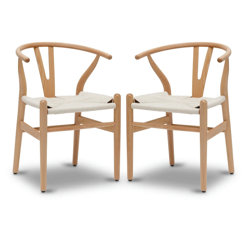 Fauteuil d'appoint en corde tressée – Structure en bois massif, lot de 2