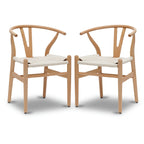 Fauteuil d'appoint en corde tressée – Structure en bois massif, lot de 2